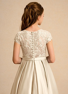 Azazie Bunny Girl Flower Girl Dresses Champagne Ball-Gown Lace Dress image7
