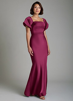 Azazie Lea Bridesmaid Dresses Red Plum Mermaid Off the Shoulder Stretch Satin Convertible Dress image9