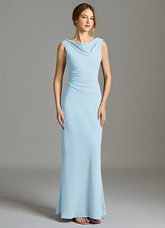 Azazie Kieryn 신부 들러리 드레스 인어 주름진 쉬폰 바닥 길이 드레스 image5