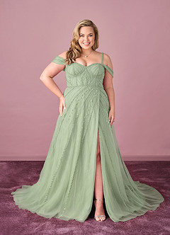 Barbie ♥ Azazie Wedding Dresses Dusty Sage A-Line Sequins Tulle Dress image6