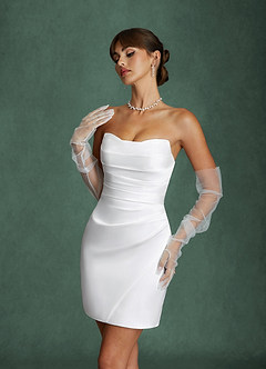 Azazie Erica Wedding Dresses Diamond White Sheath Stretch Satin Dress image4