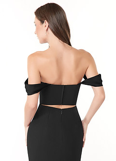 Azazie Lynnie Bridesmaid Dresses Black Mermaid Off the Shoulder Chiffon Convertible Dress image6