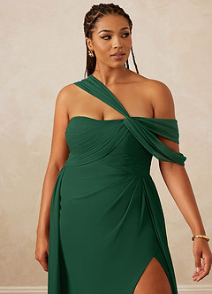 Christian Siriano Bridal for Azazie 1014 Bridesmaid Dresses Dark Green A-Line Off the Shoulder Chiffon Dress image15