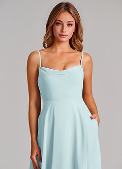 Azazie Elle Robes de demoiselle d'honneur Robe Trapèze en Mousseline de soie Plissé Verre De Mer image6