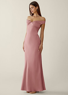 Gwendonme Dusty Pink Satin Crystal Linen Prom Dress image3