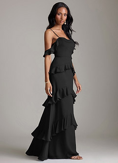 Azazie Chayla Suknie dla druhen Osłona Zza ramienia Szyfon Do ziemi Sukienka image6