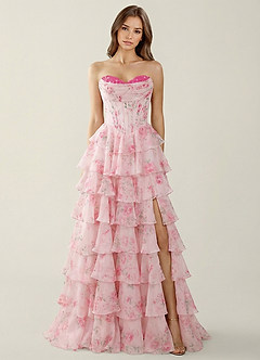 Samara Ljusrosa Volangklänning med A-linjeform image3