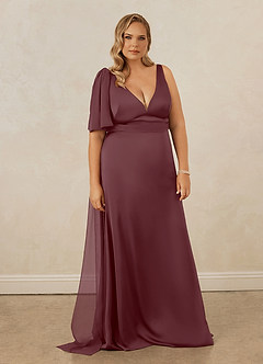 Christian Siriano Bridal for Azazie 1011 Bridesmaid Dresses Sangria Mermaid Bow Stretch Satin Dress image11