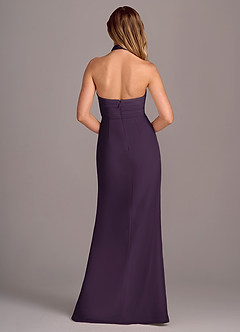 Azazie Jemma Bridesmaid Dresses Plum Sheath Pleated Chiffon Dress image2