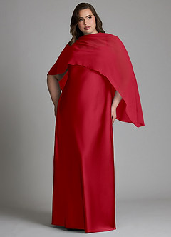 Azazie Jaleesa Bridesmaid Dresses Scarlet Sheath High Neck Stretch Satin Dress image9