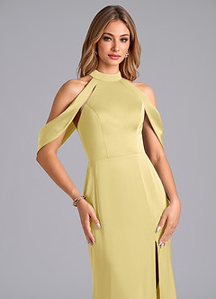 Azazie Bonny Brautjungfernkleider Meerjungfrau-Linie Schulterfrei Stretch-Satin Kleid Zitronensorbet image5