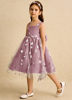 Azazie Bean Flower Girl Dresses Vintage Mauve Ball-Gown Sleeveless Tulle Dress image5