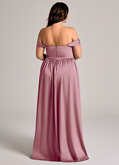 Azazie Calianna Bridesmaid Dresses Vintage Mauve A-Line Off the Shoulder Stretch Satin Convertible Dress image7