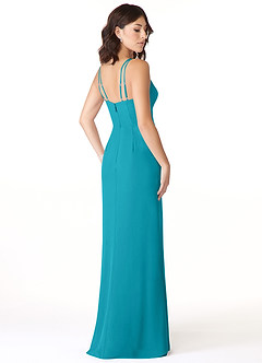 Azazie Leo Bridesmaid Dresses Jade Mermaid V-Neck Pleated Chiffon Dress image4