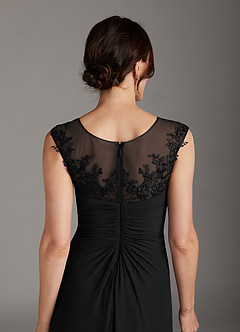 Azazie Endora Mother of the Bride Dresses Black A-Line Scoop Lace Chiffon Dress image5