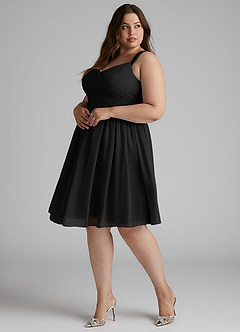 Azazie Angie Bridesmaid Dresses Black A-Line Corset Chiffon Dress image13