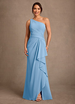 Azazie Floy Mother of the Bride Dresses Powder Blue Sheath One Shoulder Chiffon Dress image1