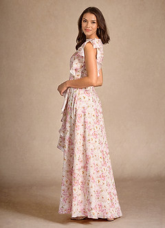 Azazie Narine Kleider für die Brautmutter A-Linie Plissee Chiffon mit Blumenmuster Kleid Antike Rose Blumen image3