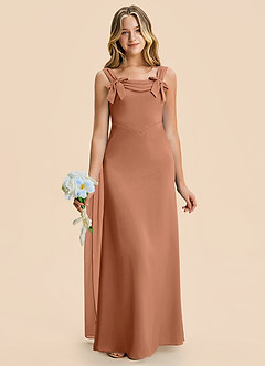 Azazie Chelsea Junior Bronzer Sheath Pleated Stretch Satin Dress image4