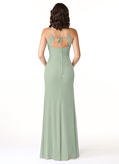 Azazie Reneya Bridesmaid Dresses Dusty Sage Mermaid Bow Mesh Dress image2
