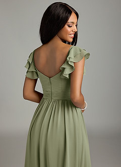 Azazie Anaya Bridesmaid Dresses Pistachio A-Line Pleated Chiffon Dress image2