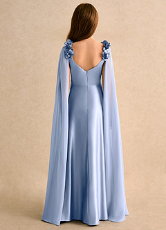 Azazie Rosita Girls Formal Blumenmädchenkleider A-Linie Plissee Matte Satin Kleid Eis image2