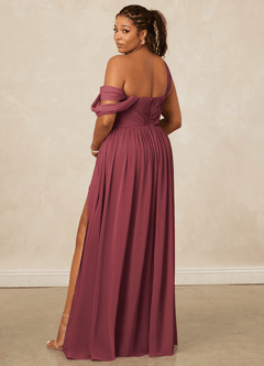 Christian Siriano Bridal for Azazie 1014 Bridesmaid Dresses Merlot A-Line Off the Shoulder Chiffon Dress image11