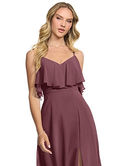 Azazie Jean Bridesmaid Dresses Sangria A-Line Chiffon Convertible Dress image4