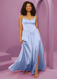 Barbie ♥ Azazie Bridesmaid Dresses Ice A-Line with Pockets Stretch Satin Dress image10
