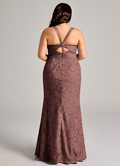 Azazie Mero Brudtärnklänningar Klä av Tubklänning i Blommig Utbrändhet Plisserad Espresso image8