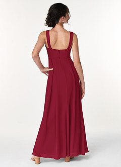 Azazie Simoan Junior Burgundy A-Line Sweetheart Neckline Chiffon Dress image2