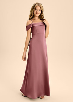 Azazie Anselie Junior Vestido de Amatista de Satén Elástico de Corte En A con Vestidos sin tirantes image5