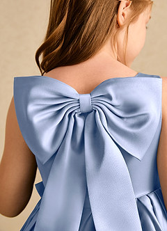 Azazie Jessie Flower Girl Dresses Ice A-Line Bow Matte Satin Dress image8