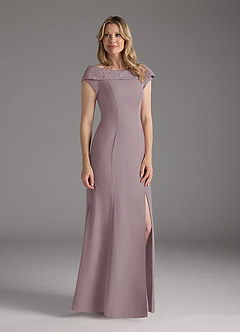 Azazie Cupid Mother of the Bride Dresses Dusk A-Line Boatneck Lace Chiffon Dress image3