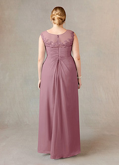 Azazie Endora Mother of the Bride Dresses Vintage Mauve A-Line Scoop Lace Chiffon Dress image7