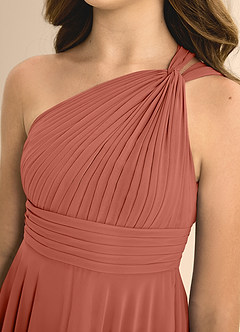 Azazie Charlize Junior A-Linie Plissee Chiffon Kleid Lehm image6