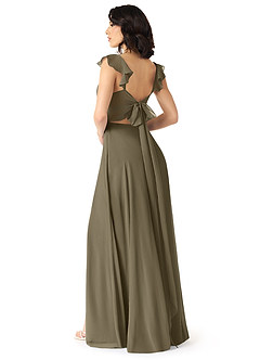 Azazie Everett Bridesmaid Dresses Willow Green A-Line V-neck Ruched Chiffon Dress image2