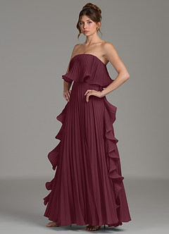 Azazie Alexia Bridesmaid Dresses Cabernet A-Line Ruched Chiffon Dress image3
