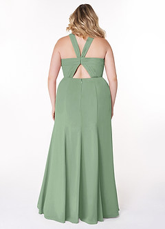 Azazie Rue Bridesmaid Dresses Matcha A-Line Halter Chiffon Dress image8