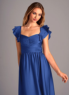 Azazie Anaya Bridesmaid Dresses Royal Blue A-Line Sweetheart Neckline Stretch Satin Convertible Dress image6