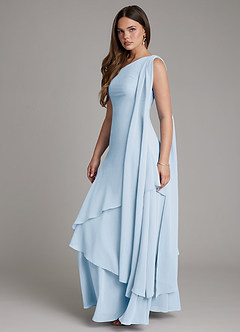 Azazie Monique 신부 들러리 드레스 A라인 한쪽 어깨 쉬폰 바닥 길이 드레스 image3