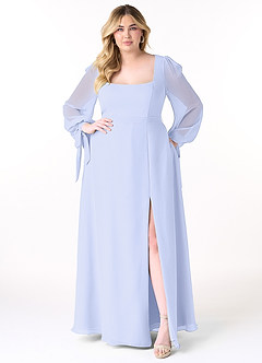 Azazie Leonia Bridesmaid Dresses Lavender A-Line Long Sleeve Chiffon Dress image11