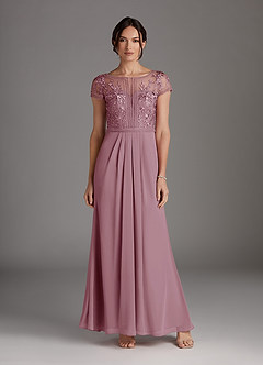 Azazie Silvia Mother of the Bride Dresses Vintage Mauve A-Line Lace Chiffon Dress image1