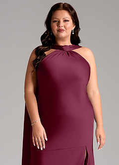 Azazie Kinsley Vestidos de damas de honor Vestido de Mora de Satén Elástico de Corte Sirena con Corte Lateral image13