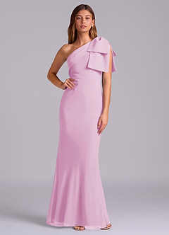 Azazie Yuanna Bridesmaid Dresses Candy Pink Mermaid One Shoulder Chiffon Dress image1