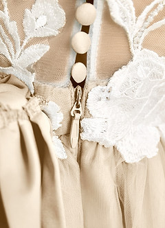 Azazie Sundae Robe Demoiselle D'honneur Fillette Robe Princesse en Dentelle Champagne image8