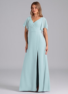 Azazie Ambrosia Bridesmaid Dresses Mist A-Line Pleated Chiffon Dress image1