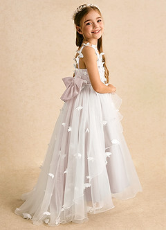Azazie Darlina Robe Demoiselle D'honneur Fillette Robe Princesse en Tulle Dentelle Ivoire Pétale De Rose image1