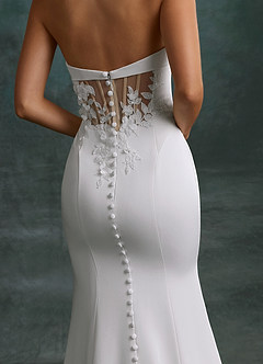 Azazie Katniss Robes de mariée Robe Sirène en Crêpe Dos Satin Bustier Diamant Nude image9