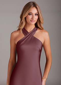 Azazie Doretta Bridesmaid Dresses Sangria Mermaid Pleated Stretch Satin Dress image5